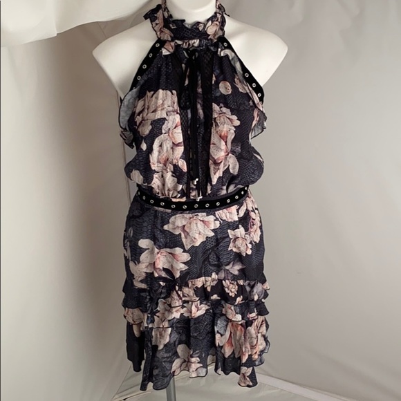 Roberto Cavalli Just Cavalli Magnolia multicolor print halter dress M